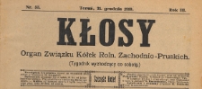 Kłosy : organ Związku K&oacute;łek Rolniczych Zachodnio-Pruskich, 1910.12.31 nr 53