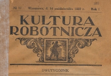Kultura Robotnicza, 1922.10.14 nr 17