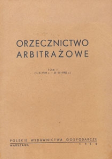 Orzecznictwo Arbitrażowe, 1950 T. 1