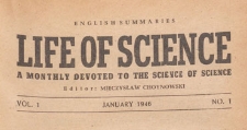 Life of science : a monthly devoted to the science of science, 1946.01 nr 1