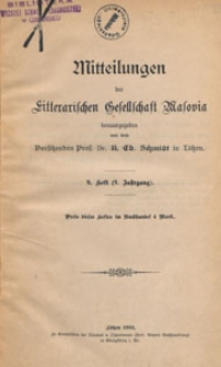 Mitteilungen der Litterarischen Gesellschaft Masovia des früheren Vereins für Kunde Masurens, 1909 H. 9