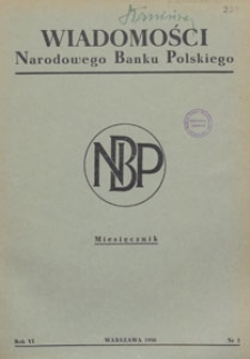 Wiadomości Narodowego Banku Polskiego, 1950.05 nr 5
