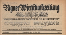 Rigaer Wirtschaftszeitung : wirtschaftspolitisches Wochenblatt für die Ostseestaaten, 1939.05.13 nr 10