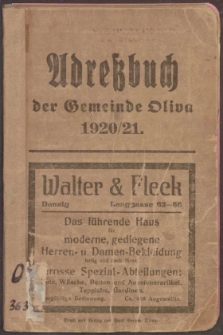 Adressbuch der Gemeinde Oliva : auf Grund amtlicher Quellen und privater Mitteilungen.