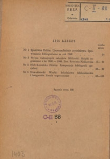 Biuletyn Państwowego Instytutu Książki, 1949, Tom 2, spis treści