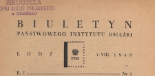 Biuletyn Państwowego Instytutu Książki, 1948.08.01 nr 3