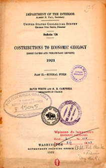 Bulletin 726. Contributions to economic geology : (short papers and preliminary reports) 1921. Part 2, Mineral fuels
