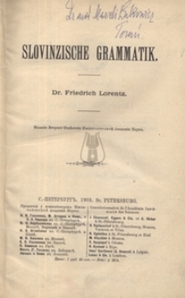 Slovinzische Grammatik