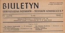 Biuletyn Stowarzyszenia Inżynier&oacute;w i Technik&oacute;w Komunikacji RP : dodatek do miesięcznika "Przegląd Komunikacyjny", 1948.02 nr 2