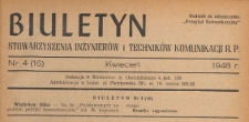 Biuletyn Stowarzyszenia Inżynier&oacute;w i Technik&oacute;w Komunikacji RP : dodatek do miesięcznika "Przegląd Komunikacyjny", 1948.04 nr 4