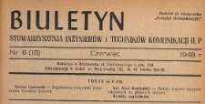 Biuletyn Stowarzyszenia Inżynier&oacute;w i Technik&oacute;w Komunikacji RP : dodatek do miesięcznika "Przegląd Komunikacyjny", 1948.06 nr 6