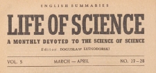 Life of science : a monthly devoted to the science of science, 1948.03-04 nr 27-28