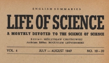 Life of science : a monthly devoted to the science of science, 1947.07-08 nr 19-20