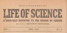Life of science : a monthly devoted to the science of science, 1946.04 nr 4