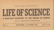 Life of science : a monthly devoted to the science of science, 1946.09-10 nr 9-10