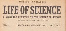 Life of science : a monthly devoted to the science of science, 1946.11-12 nr 11-12
