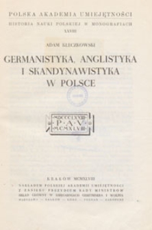 Germanistyka, anglistyka i skandynawistyka w Polsce
