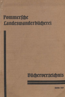 Pommersche Landeswanderbücherei : Bücheverzeichnis