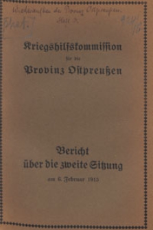 Bericht über die zweite Sitzung am 6. Februar 1915