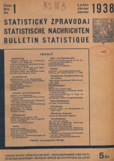 Statistický Zpravodaj = Statistische Nachrichten = Bulletin Statistique, 1938 nr 1