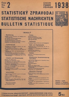 Statistický Zpravodaj = Statistische Nachrichten = Bulletin Statistique, 1938 nr 2