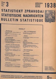 Statistický Zpravodaj = Statistische Nachrichten = Bulletin Statistique, 1938 nr 3