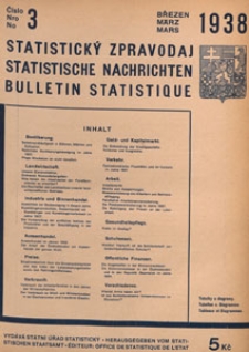 Statistický Zpravodaj = Statistische Nachrichten = Bulletin Statistique, 1938 nr 3