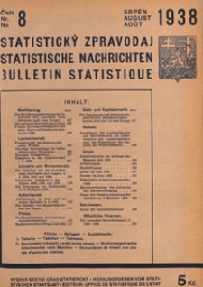 Statistický Zpravodaj = Statistische Nachrichten = Bulletin Statistique, 1938 nr 8