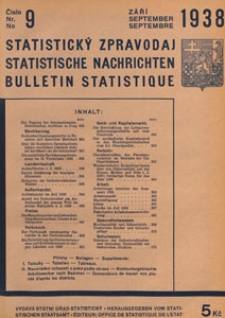 Statistický Zpravodaj = Statistische Nachrichten = Bulletin Statistique, 1938 nr 9