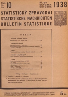 Statistický Zpravodaj = Statistische Nachrichten = Bulletin Statistique, 1938 nr 10