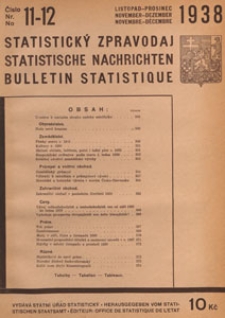 Statistický Zpravodaj = Statistische Nachrichten = Bulletin Statistique, 1938 nr 11-12