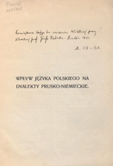 Wpływ języka polskiego na dyalekty prusko-niemieckie