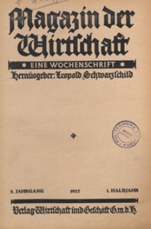 Magazin der Wirtschaft : eine Wochenschrift, 1927.01.06 nr 1