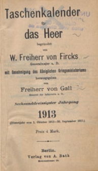 Taschenkalender für das Heer, 1913