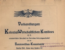 Verhandlungen des Kolonial-Wirtschaftlichen Komitees, 1909.05.13 nr 1