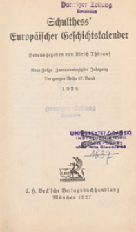 Schulthess' europäischer Geschichtskalender : Neue Folge, 1926