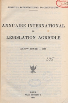 Annuaire International de Législation Agricole, 1936