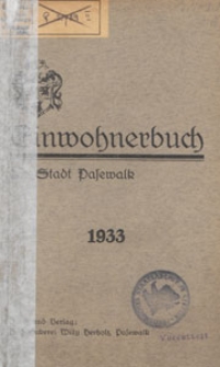 Einwohnerbuch der Stadt Pasewalk, 1933