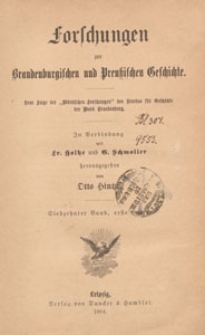 Forschungen zur Brandenburgischen und Preussischen Geschichte : neue Folge der "Märkischen Forschungen" des Vereins für Geschichte der Mark Brandenburg, 1904 cz. 1