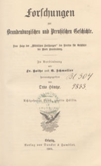 Forschungen zur Brandenburgischen und Preussischen Geschichte : neue Folge der "Märkischen Forschungen" des Vereins für Geschichte der Mark Brandenburg, 1905 cz 2