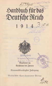 Handbuch für das Deutsche Reich, 1914