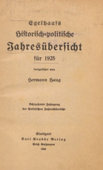 Egelhaafs Historisch-Politische Jahresübersicht für 1925