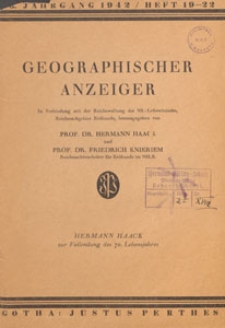 Geographischer Anzeiger : Blätter für den geographischen Unterricht, 1942 H. 19-22