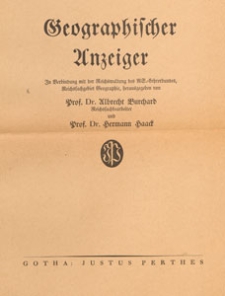 Geographischer Anzeiger : Bl&auml;tter f&uuml;r den geographischen Unterricht, 1942, Inhaltsverzeichnis