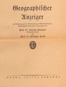 Geographischer Anzeiger : Blätter für den geographischen Unterricht, 1942, Inhaltsverzeichnis