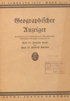 Geographischer Anzeiger : Blätter für den geographischen Unterricht, 1940 H. 11/12
