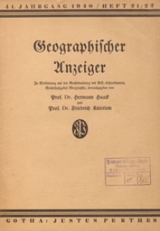 Geographischer Anzeiger : Bl&auml;tter f&uuml;r den geographischen Unterricht, 1940 H. 21/22