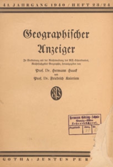 Geographischer Anzeiger : Blätter für den geographischen Unterricht, 1940 H. 23/24