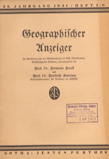 Geographischer Anzeiger : Blätter für den geographischen Unterricht, 1941 H. 7/8