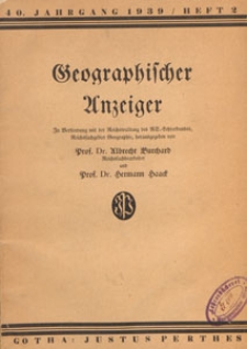 Geographischer Anzeiger : Blätter für den geographischen Unterricht, 1939 H. 2